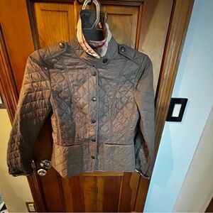 Burberry Tan Quilted Jacket plaid interior